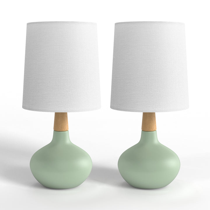 Maxax 14" Ceramic Table Lamps Set of 2, Small Beside Lamps, Modern White Bedside Nightstand Lamps for Living Room Bedroom #T185