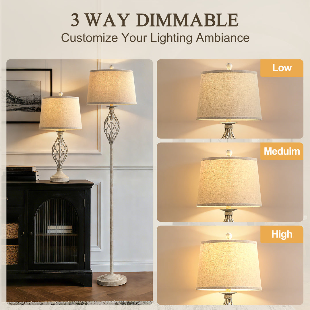 Maxax Traditional Floor & Table Lamp Set of 3 #TF22