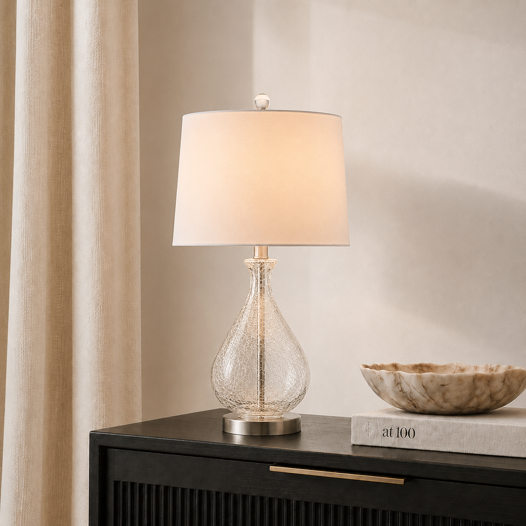 Maxax Glass and Metal Bedside Table Lamp Set of 2 #T26