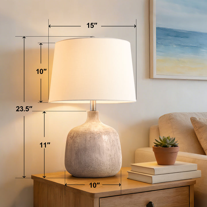 Shimmer 23.5" Farmhouse Resin Table Lamp With Usb And Type C Ports 3 Way Dimmable Rotary Switch Bedside Lamp For Bedroom And Living Room #T275