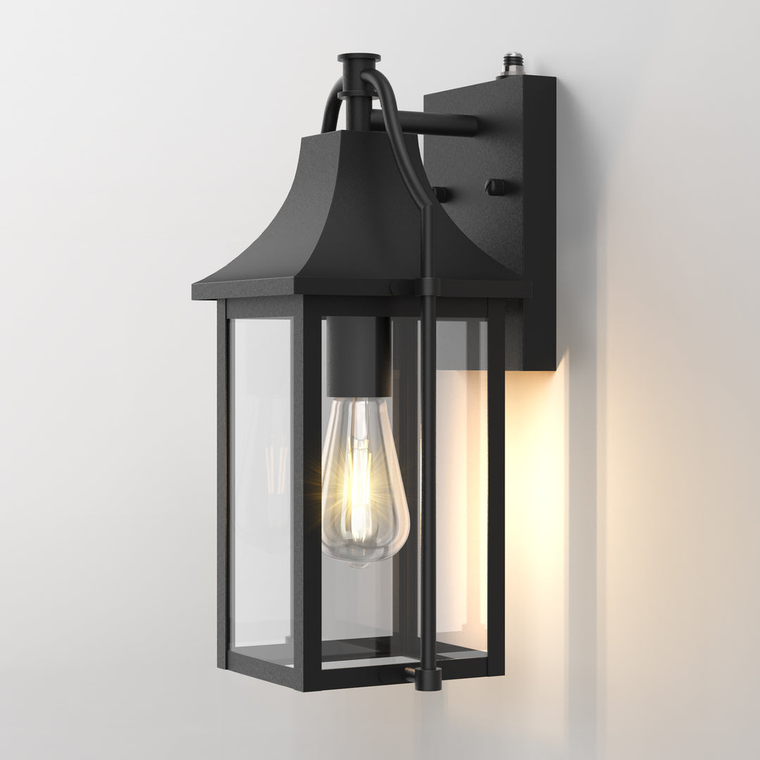 Lawyettle 18" Outdoor Wall Lantern with Dusk to Dawn Sensor, 2-Light Waterproof Brown Wall Sconce with Glass for Porch, Garage, Front Door, Patio #7040