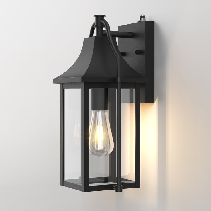 Lawyettle 18" Outdoor Wall Lantern with Dusk to Dawn Sensor, 2-Light Waterproof Brown Wall Sconce with Glass for Porch, Garage, Front Door, Patio #7040