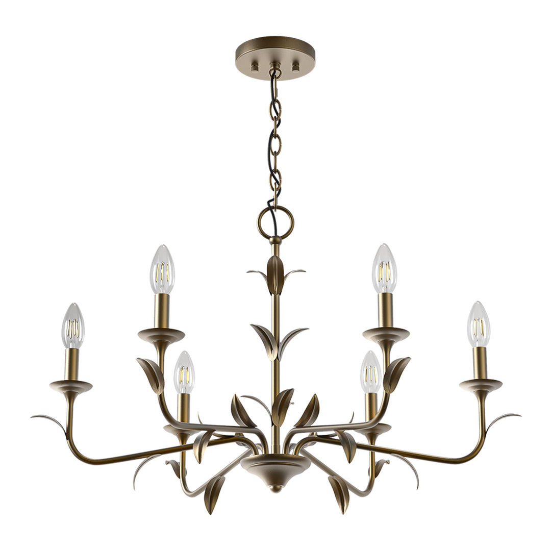 30" 6-Light Matte Black Candle Style Chandelier for Dining Room & Living Room #48009