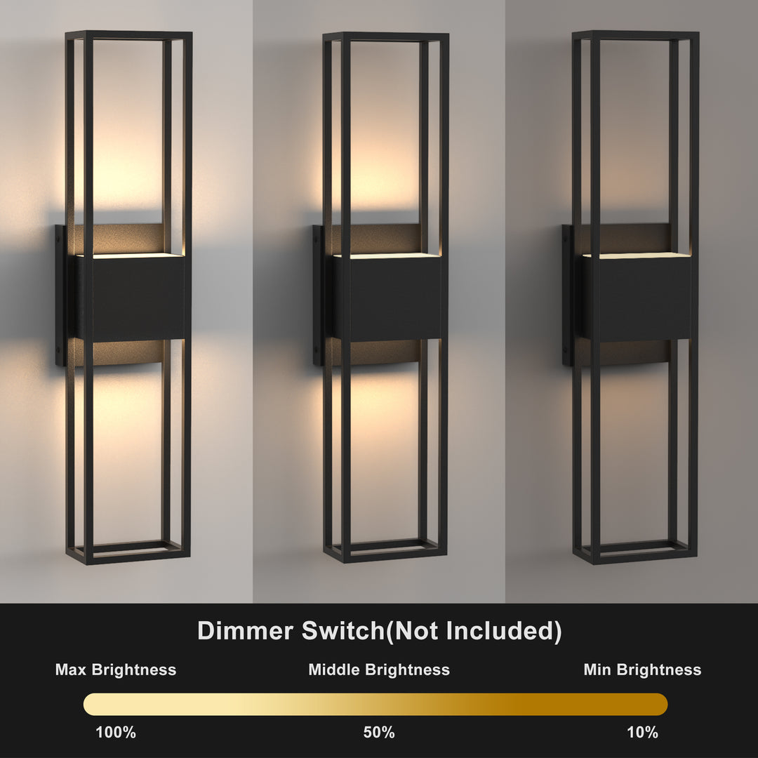Modern Outdoor Wall Lights, 27.56IN Large Wall Sconce - 3000K Warm White Integrated LED Exterior Lighting Fixture, Waterproof Outdoor Lantern Lights for House, Porch, Garage #7079-2BK