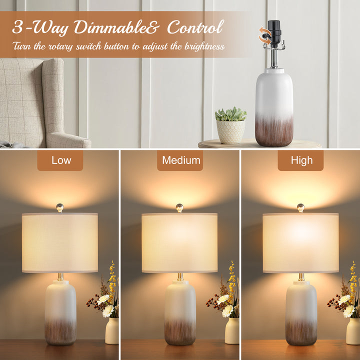 23.5" Chanise Ceramic Table Lamp For Living Room/Bedroom (Set of 2) #T198