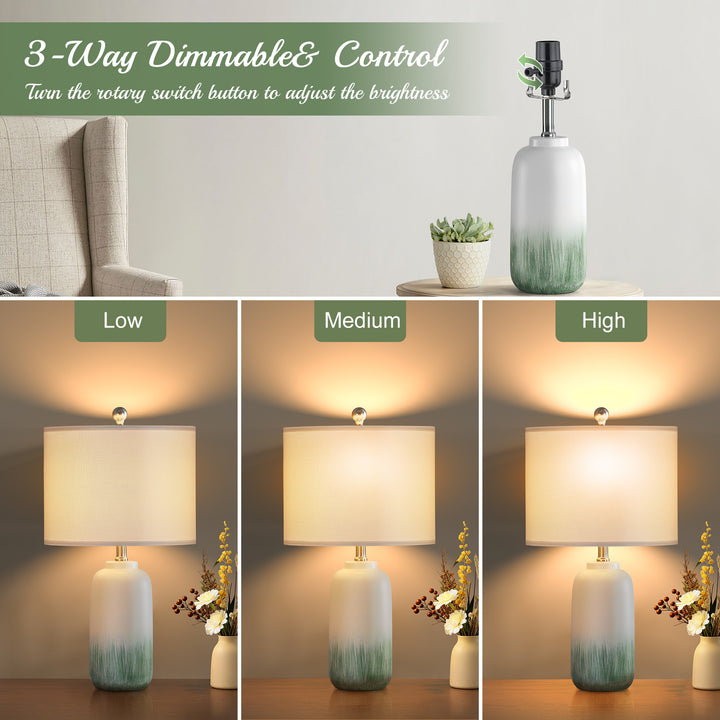 23.5" Chanise Ceramic Table Lamp For Living Room/Bedroom (Set of 2) #T198