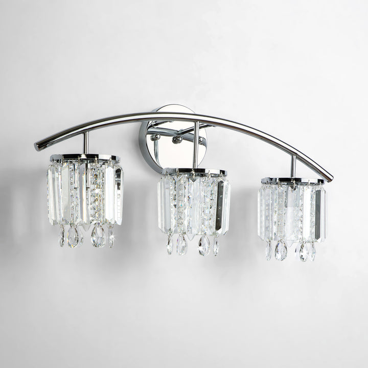 Dimmable Bathroom Vanity Light With Crystal Shade #19233-3CH