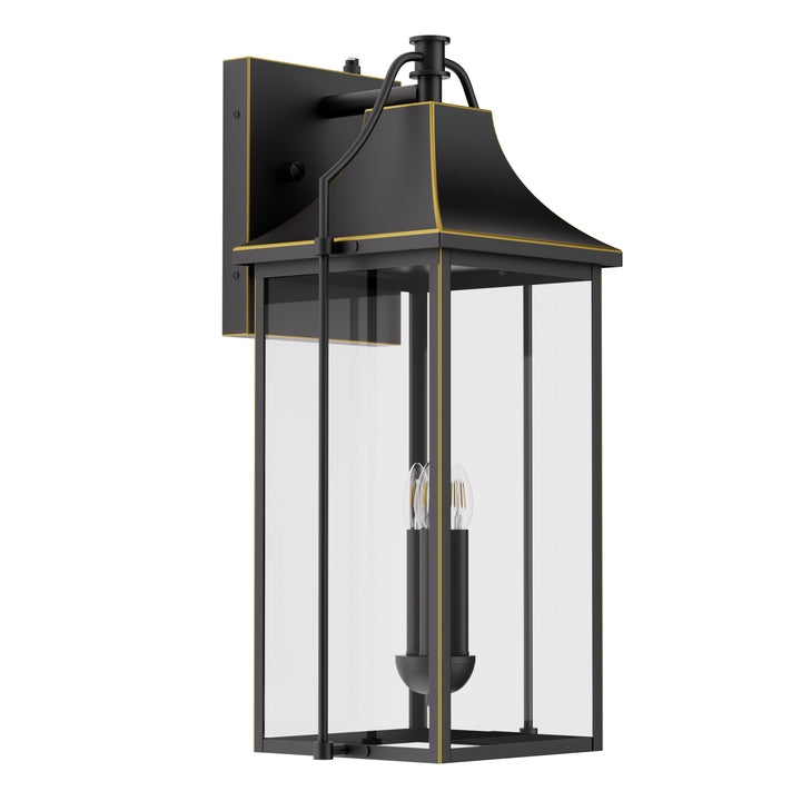 Lawyettle 18" Outdoor Wall Lantern with Dusk to Dawn Sensor, 2-Light Waterproof Brown Wall Sconce with Glass for Porch, Garage, Front Door, Patio #7040