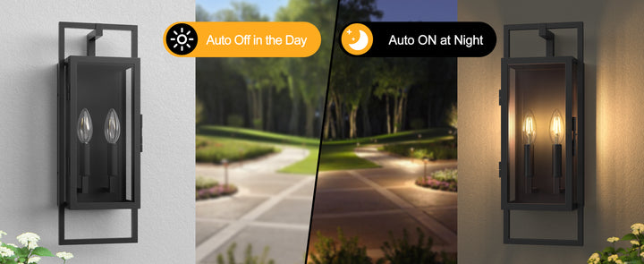Radiance 3 -Light Steel And Glass Outdoor Wall Light with Dusk to Dawn #7030
