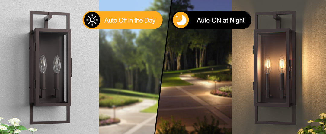 Radiance 3 -Light Steel And Glass Outdoor Wall Light with Dusk to Dawn #7030