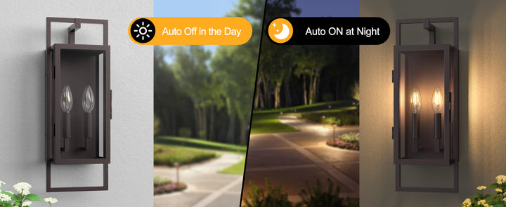 Radiance 3 -Light Steel And Glass Outdoor Wall Light with Dusk to Dawn #7030
