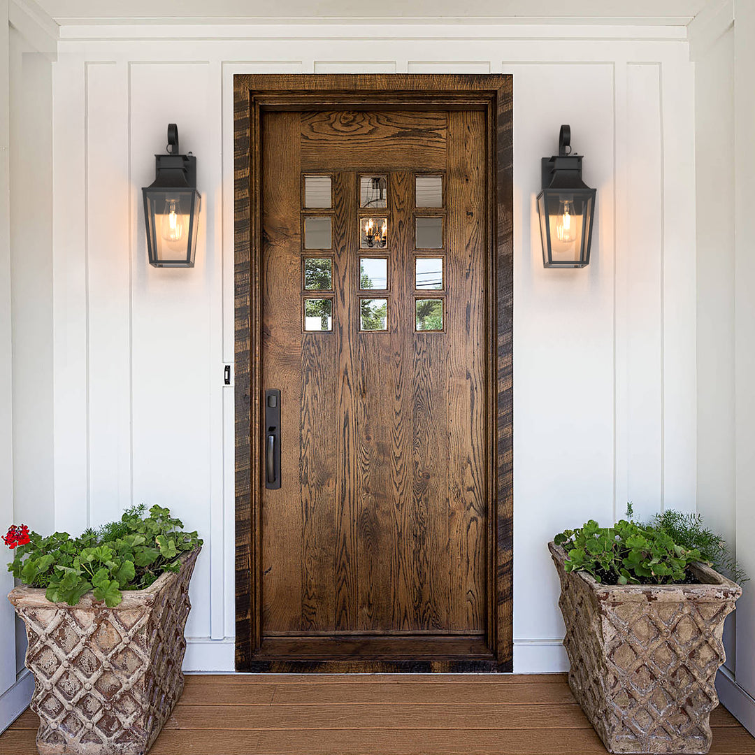 Tempered Glass Outdoor Wall Light With Dusk To Dawn #7060-2BK