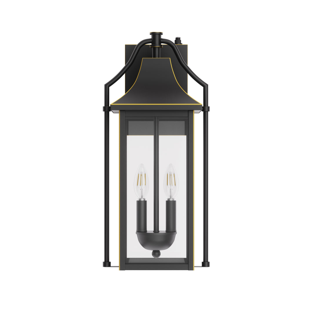 Lawyettle 18" Outdoor Wall Lantern with Dusk to Dawn Sensor, 2-Light Waterproof Brown Wall Sconce with Glass for Porch, Garage, Front Door, Patio #7040
