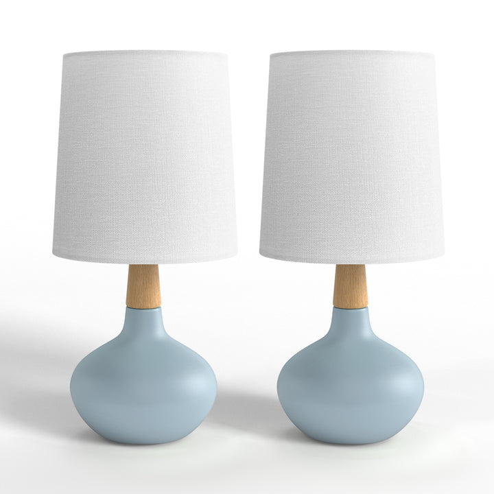 Maxax 14" Ceramic Table Lamps Set of 2, Small Beside Lamps, Modern White Bedside Nightstand Lamps for Living Room Bedroom #T185