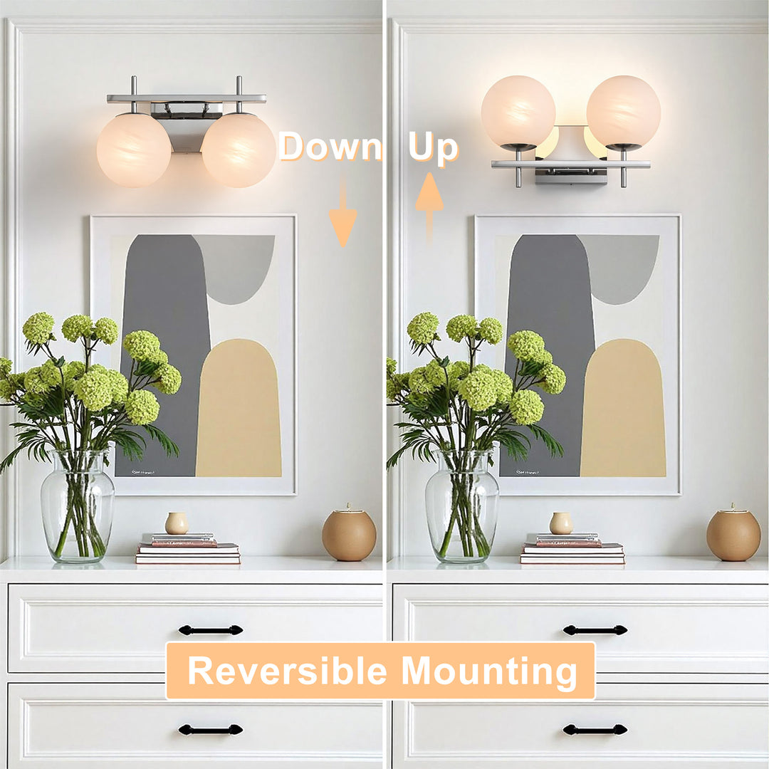 Nimbus Bathroom Vanity Light With Round Shape Cloud Glass Shade #29015