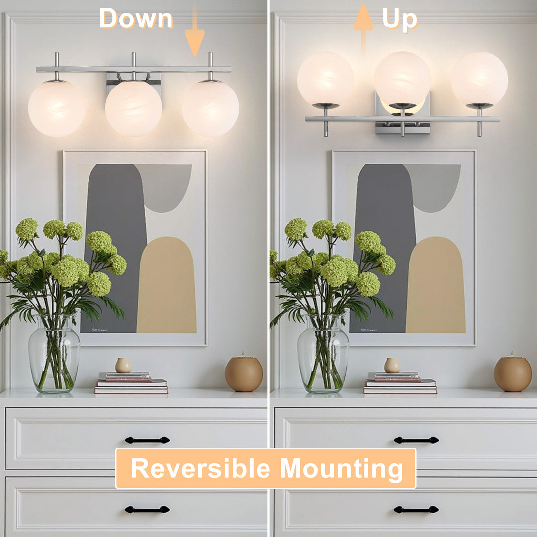 Nimbus Bathroom Vanity Light With Round Shape Cloud Glass Shade #29015