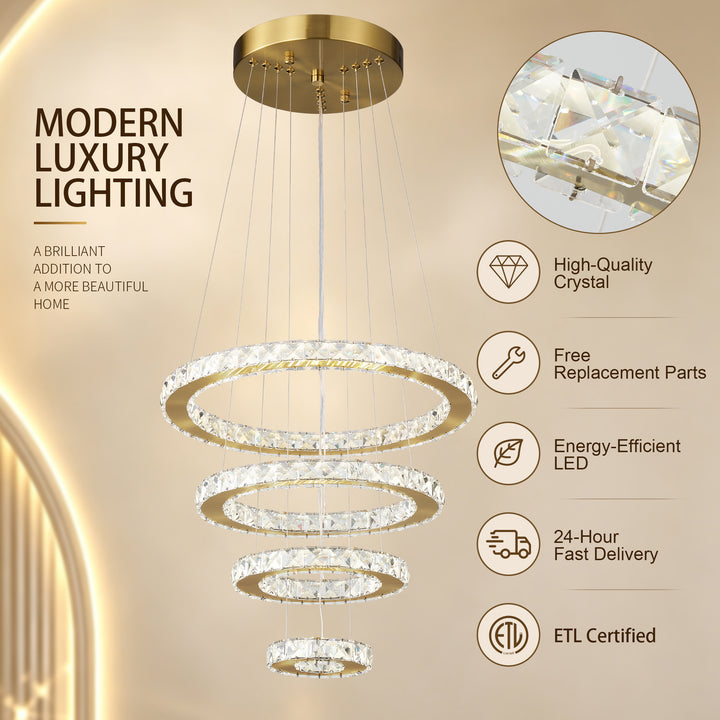 Ariabella 4 - Light Unique Tiered LED Crystal Chandelier #YX-450