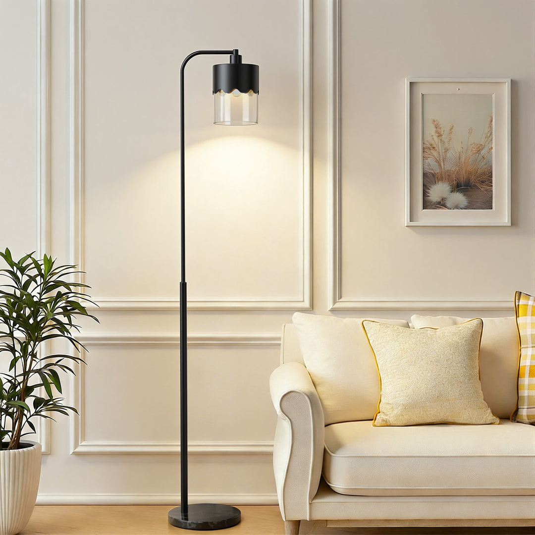 Glimmer 66" Modern Metal Floor Lamp Dual-Layer Shade Bright Lighting Foot Switch For Living Room Bedroom #FGT01