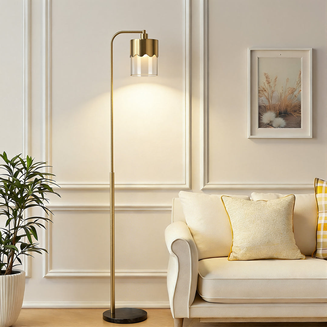 Glimmer 66" Modern Metal Floor Lamp Dual-Layer Shade Bright Lighting Foot Switch For Living Room Bedroom #FGT01