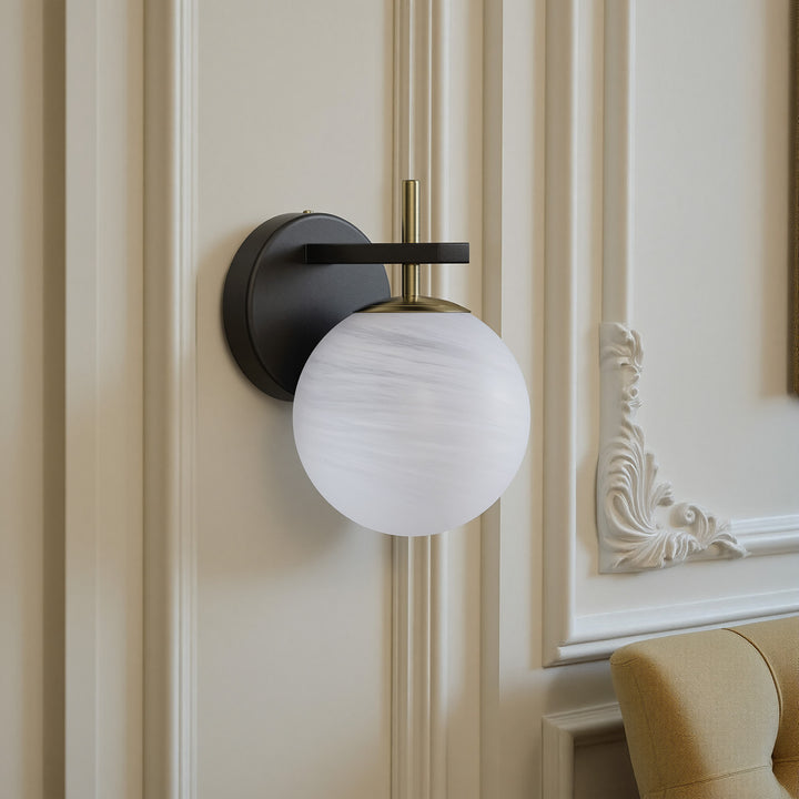 Nimbus 1 - Light Dimmable Iron ETL Bathroom Vanity Light with Round Shape Cloud Glass Shade #CLB29015