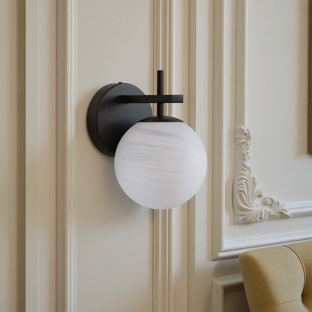 Nimbus 1 - Light Dimmable Iron ETL Bathroom Vanity Light with Round Shape Cloud Glass Shade #CLB29015