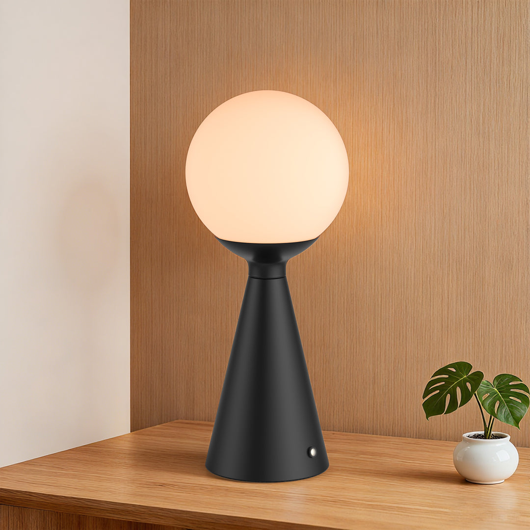 Vivid 13" Modern Rechargeable Touch Led Table Lamp With Round Shade And Usb-C Charging #T279