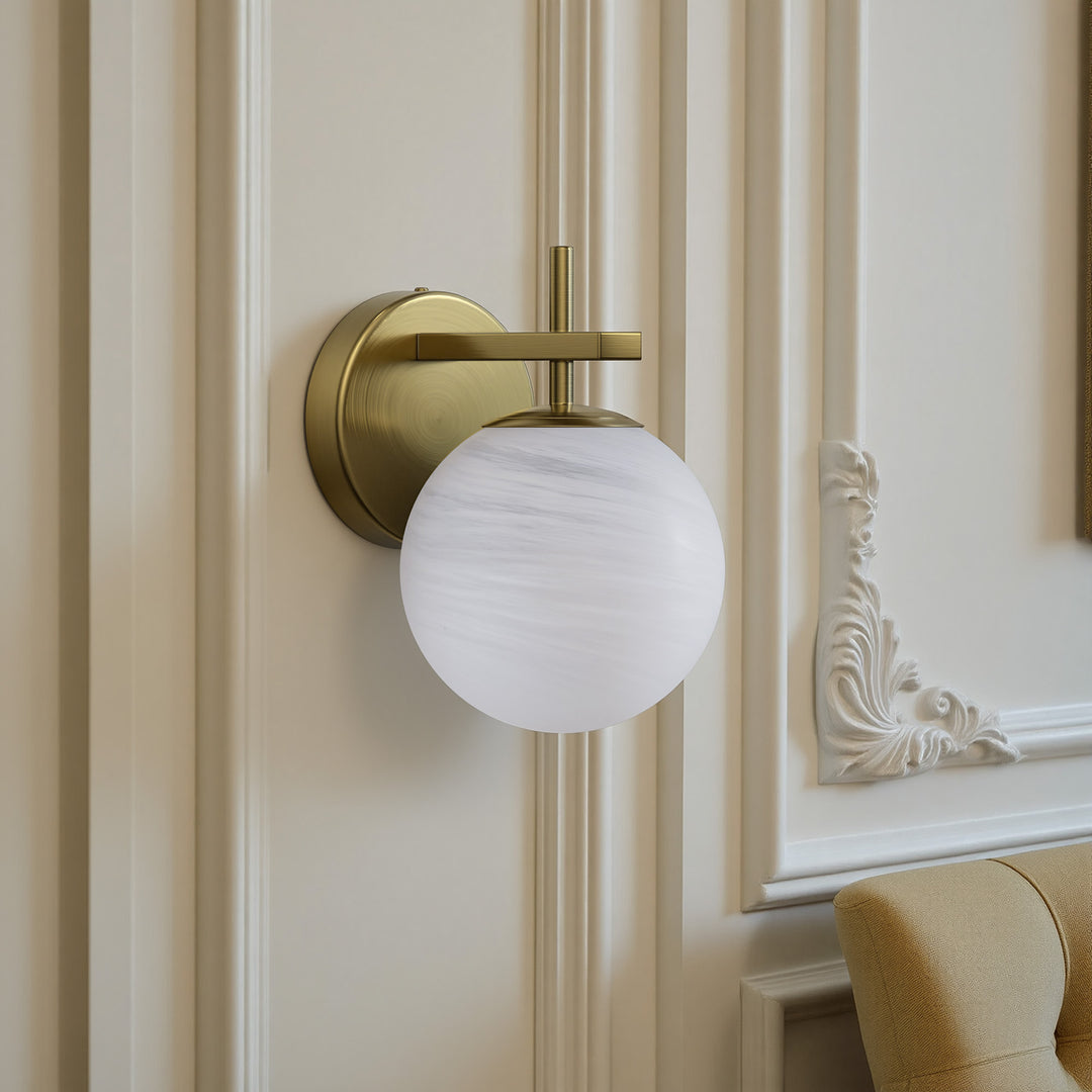 Nimbus 1 - Light Dimmable Iron ETL Bathroom Vanity Light with Round Shape Cloud Glass Shade #CLB29015