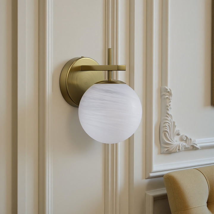 Nimbus 1 - Light Dimmable Iron ETL Bathroom Vanity Light with Round Shape Cloud Glass Shade #CLB29015