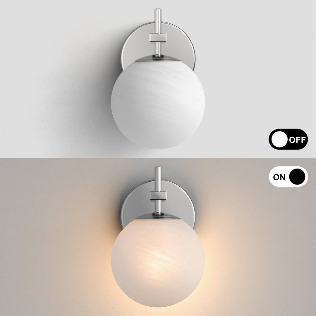 Nimbus 1 - Light Dimmable Iron ETL Bathroom Vanity Light with Round Shape Cloud Glass Shade #CLB29015