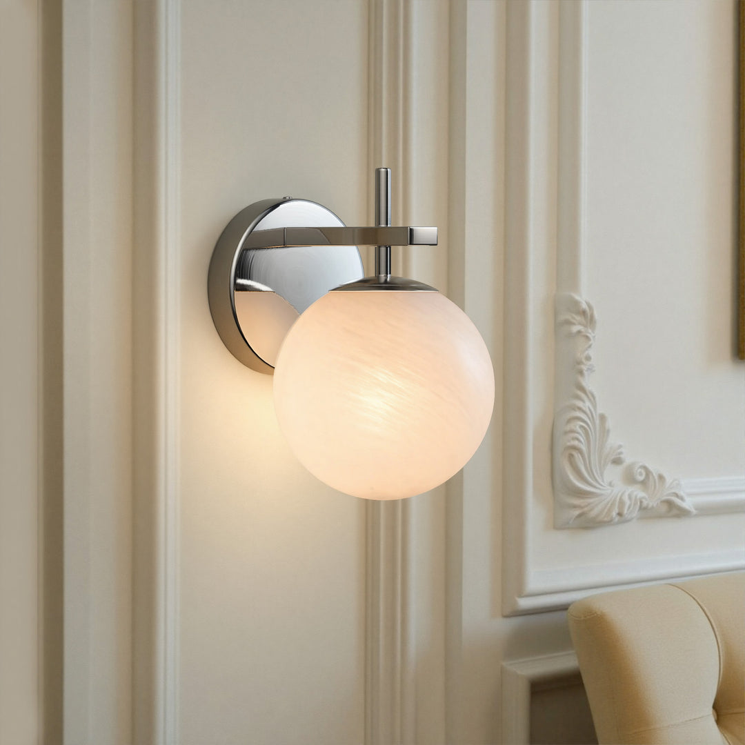 Nimbus 1 - Light Dimmable Iron ETL Bathroom Vanity Light with Round Shape Cloud Glass Shade #CLB29015