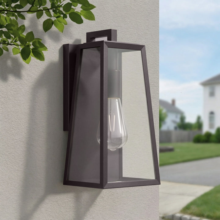 Solstice 1-Light 14'' Iron And Glass Outdoor Wall Lantern With Dusk To Dawn #7054