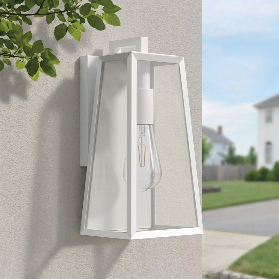 Solstice 1-Light 14'' Iron And Glass Outdoor Wall Lantern With Dusk To Dawn #7054
