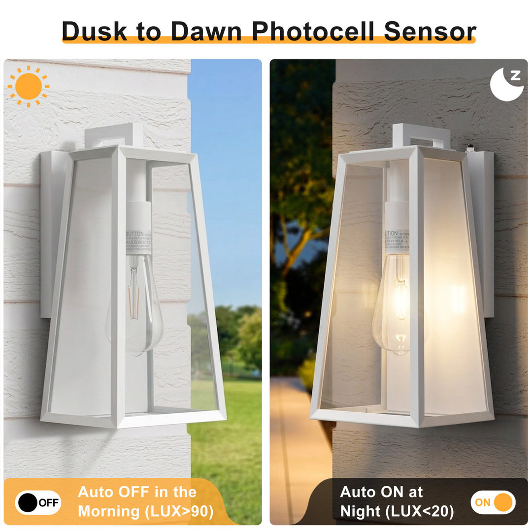 Solstice 1-Light 14'' Iron And Glass Outdoor Wall Lantern With Dusk To Dawn #7054