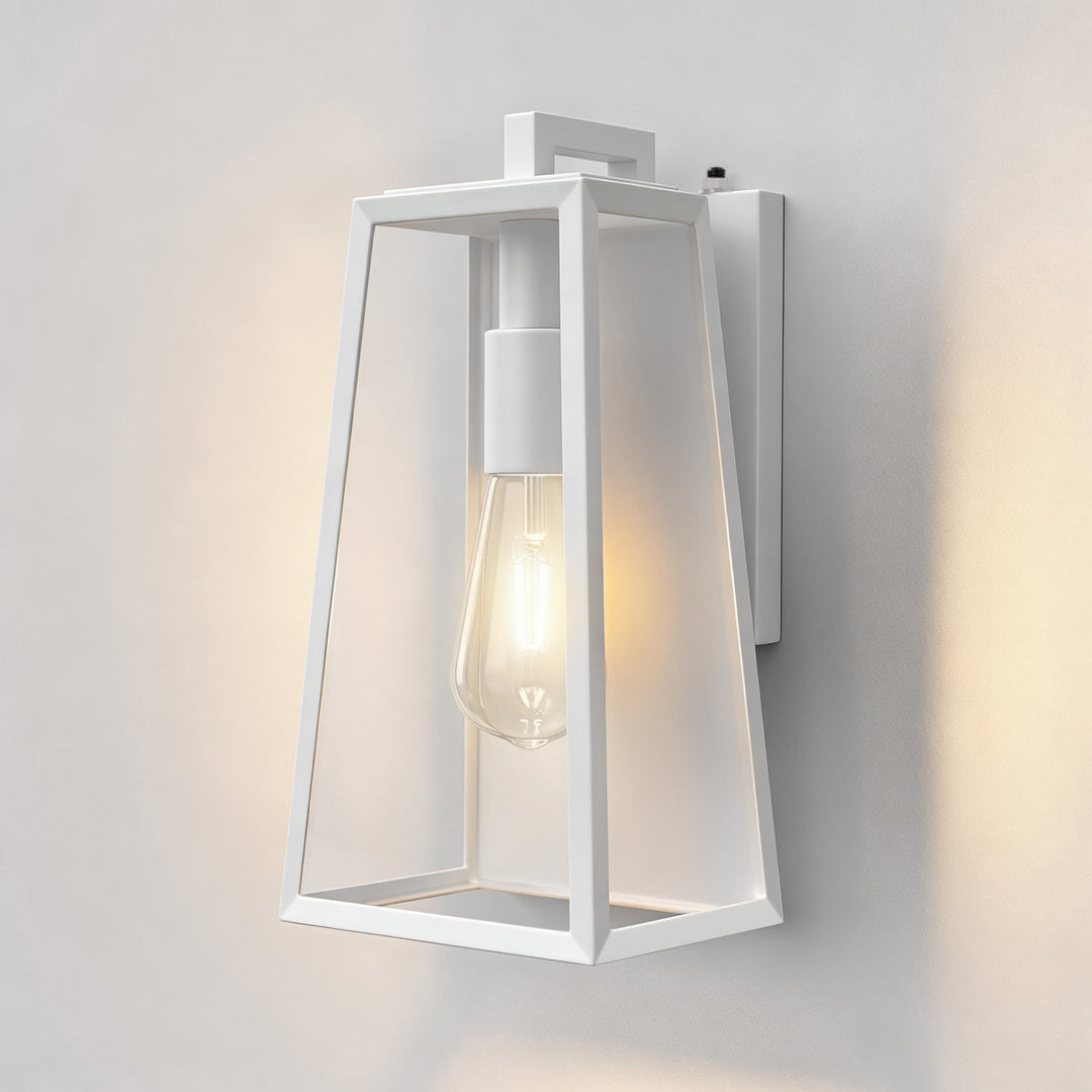 Solstice 1-Light 14'' Iron And Glass Outdoor Wall Lantern With Dusk To Dawn #7054