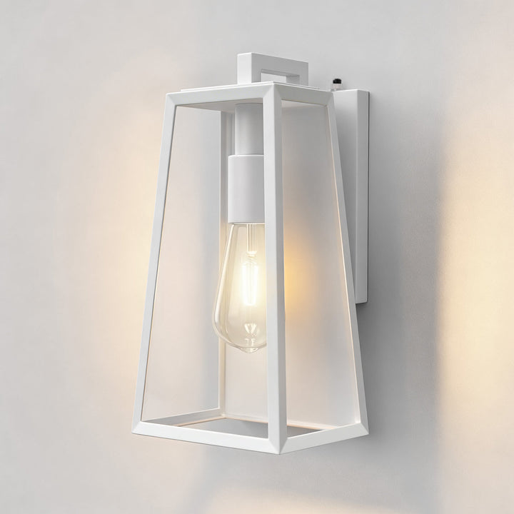 Solstice 1-Light 14'' Iron And Glass Outdoor Wall Lantern With Dusk To Dawn #7054