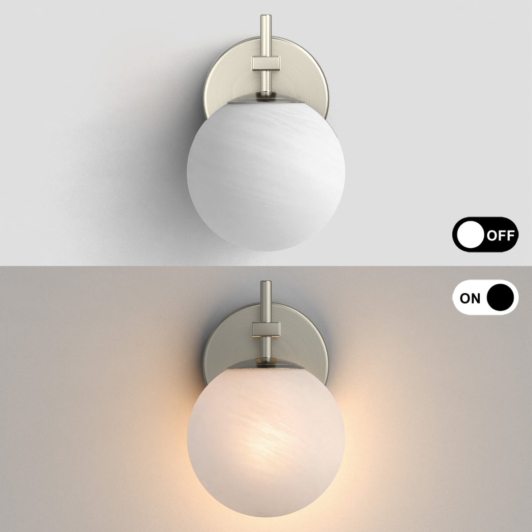 Nimbus 1 - Light Dimmable Iron ETL Bathroom Vanity Light with Round Shape Cloud Glass Shade #CLB29015
