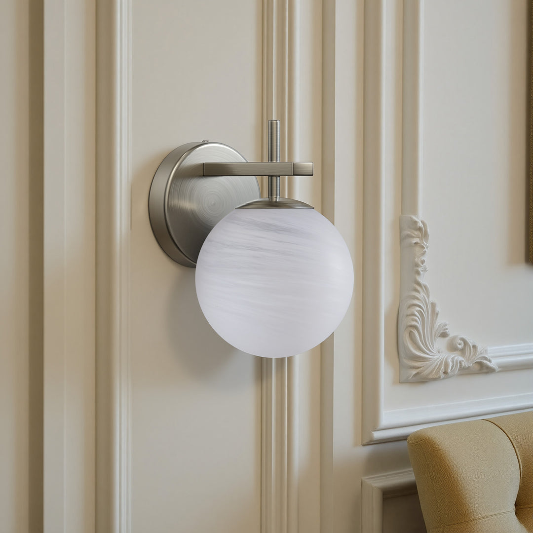Nimbus 1 - Light Dimmable Iron ETL Bathroom Vanity Light with Round Shape Cloud Glass Shade #CLB29015
