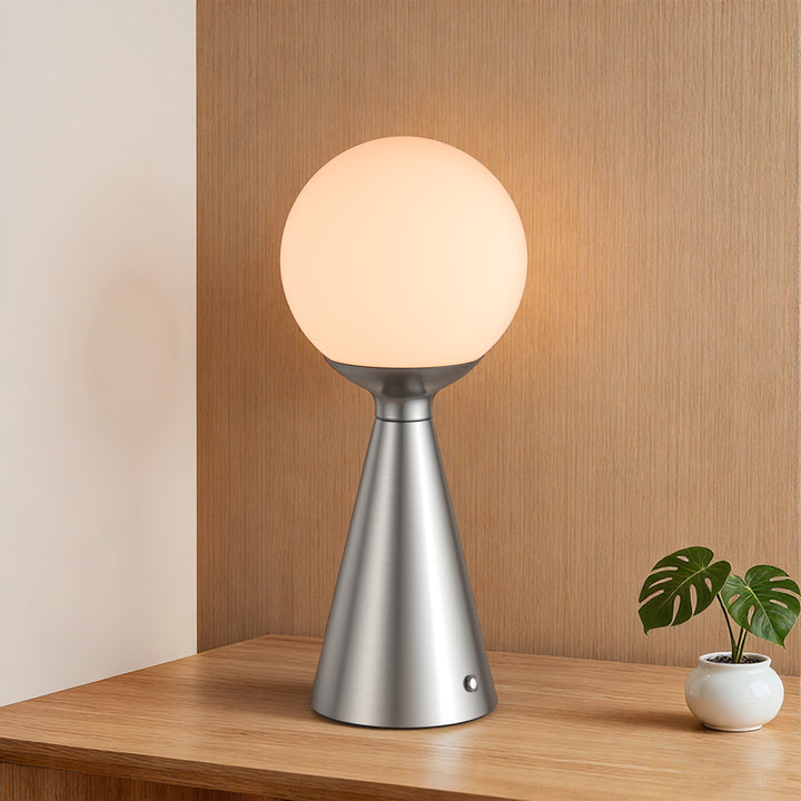 Vivid 13" Modern Rechargeable Touch Led Table Lamp With Round Shade And Usb-C Charging #T279