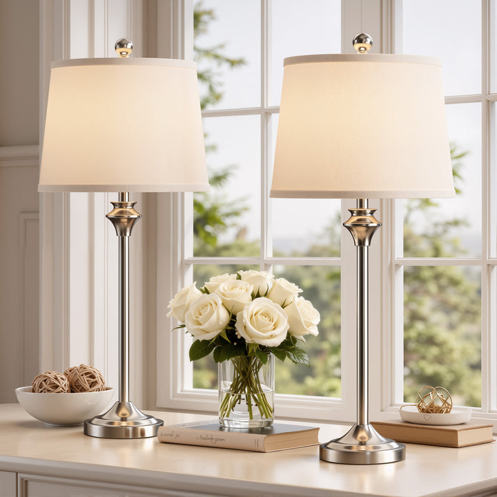 Maxax Metal Buffet Lamp with Oatmeal shade (Set of 2) #T13