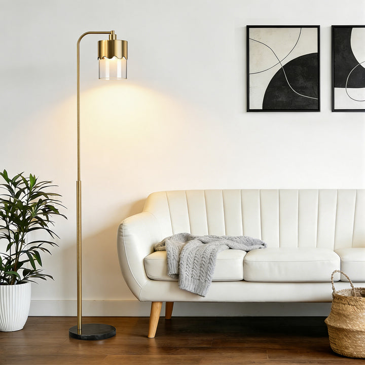Glimmer 66" Modern Metal Floor Lamp Dual-Layer Shade Bright Lighting Foot Switch For Living Room Bedroom #FGT01