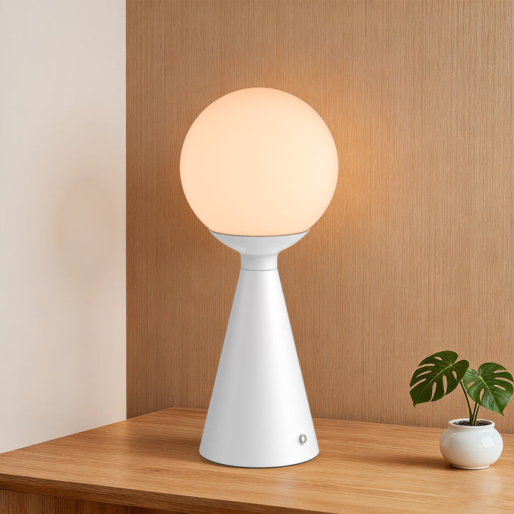 Vivid 13" Modern Rechargeable Touch Led Table Lamp With Round Shade And Usb-C Charging #T279
