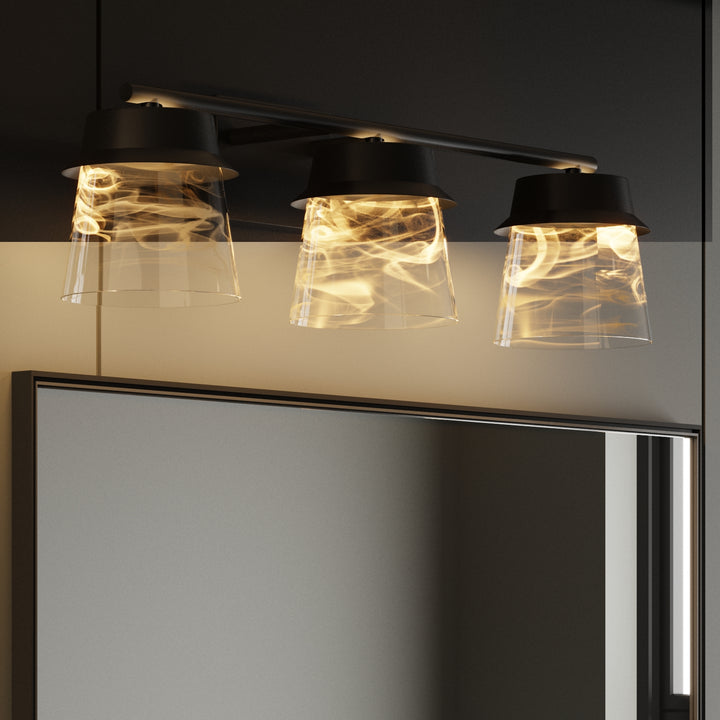 Glimmer 22.6w" 3-light Led Dimmable 3000k/4000k/5000k 3cct ETL Certificated Vanity Light With Patterned Glass #MX21055