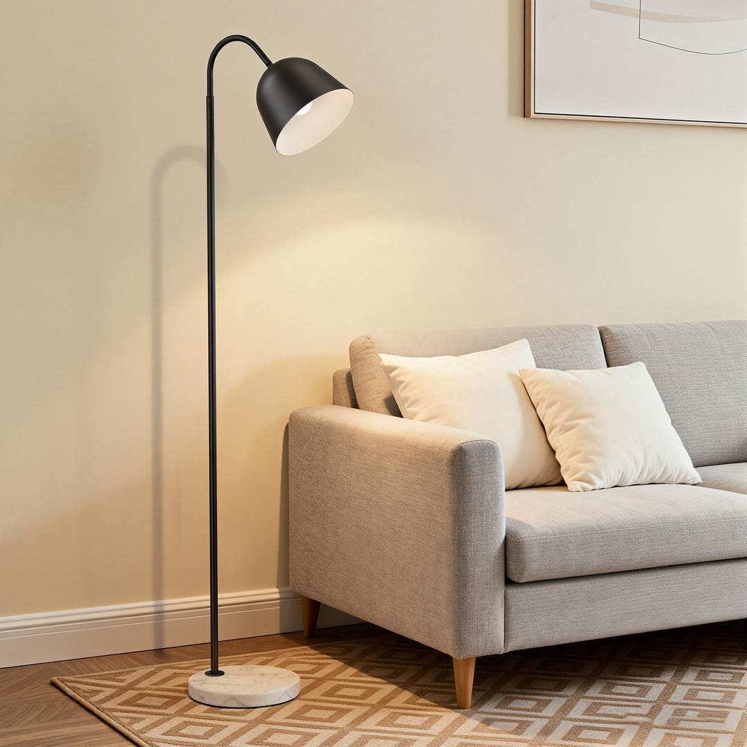 64" Modern Metal Floor Lamp, Polished Gold Finish, 350° Swivel & 90° Tilting Head, Foot Switch Standing Lamp For Living Room, Bedroom, Office #F268-BK