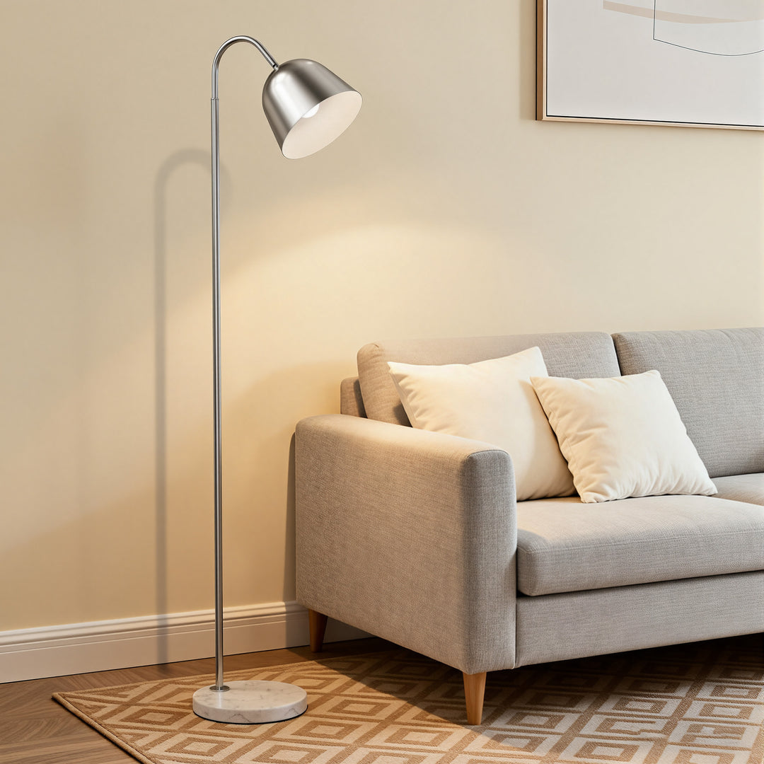 64" Modern Metal Floor Lamp, Polished Gold Finish, 350° Swivel & 90° Tilting Head, Foot Switch Standing Lamp For Living Room, Bedroom, Office #F268-BK