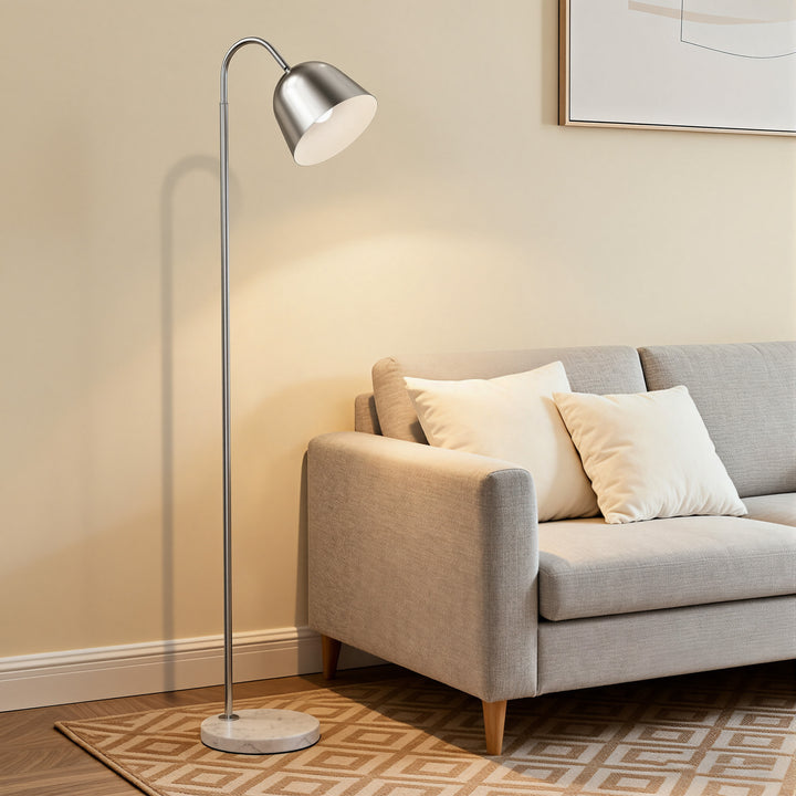 64" Modern Metal Floor Lamp, Polished Gold Finish, 350° Swivel & 90° Tilting Head, Foot Switch Standing Lamp For Living Room, Bedroom, Office #F268-BK