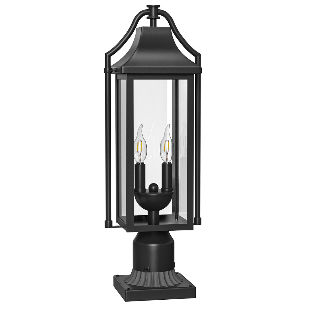 Pathfinder 23''H Black Outdoor Post Light with Clear Tempered Glass and Pier Mount Base #OP7114