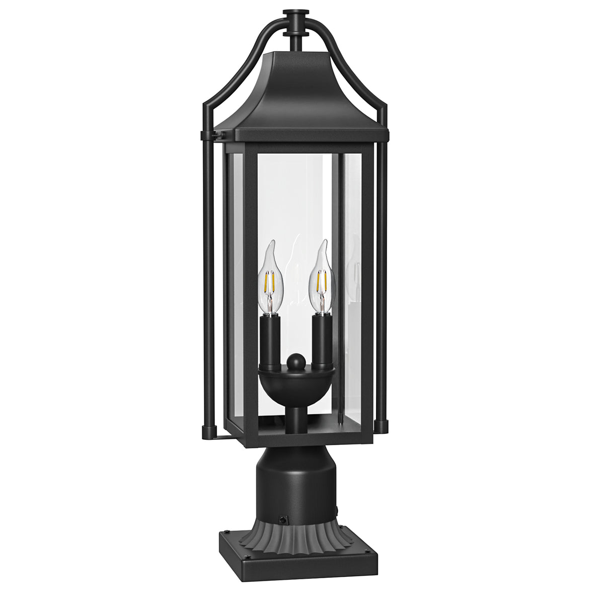 Pathfinder 23''H Black Outdoor Post Light with Clear Tempered Glass and Pier Mount Base #OP7114
