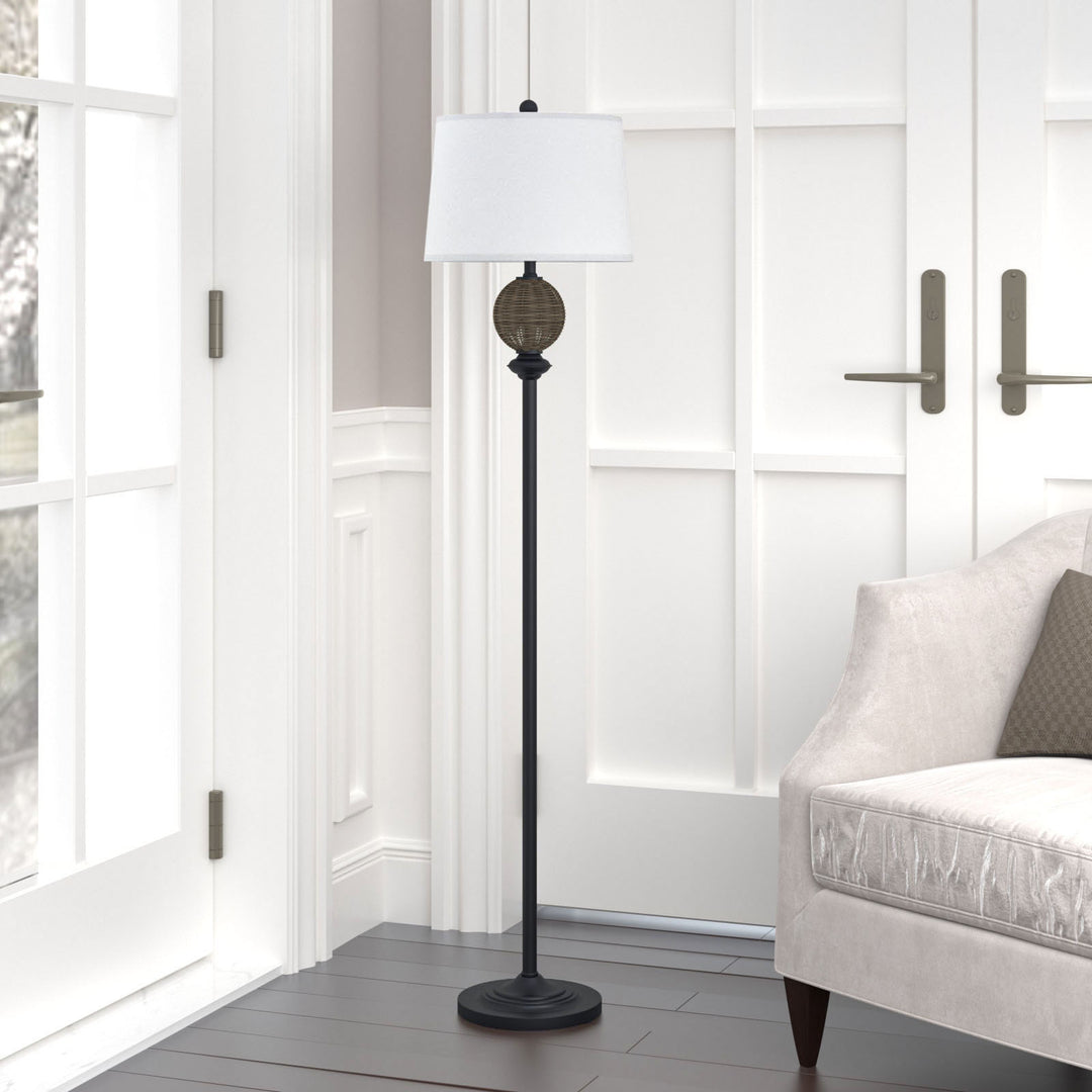 64'' Metal and Rattan Traditional Dimmable Floor Lamp #F183