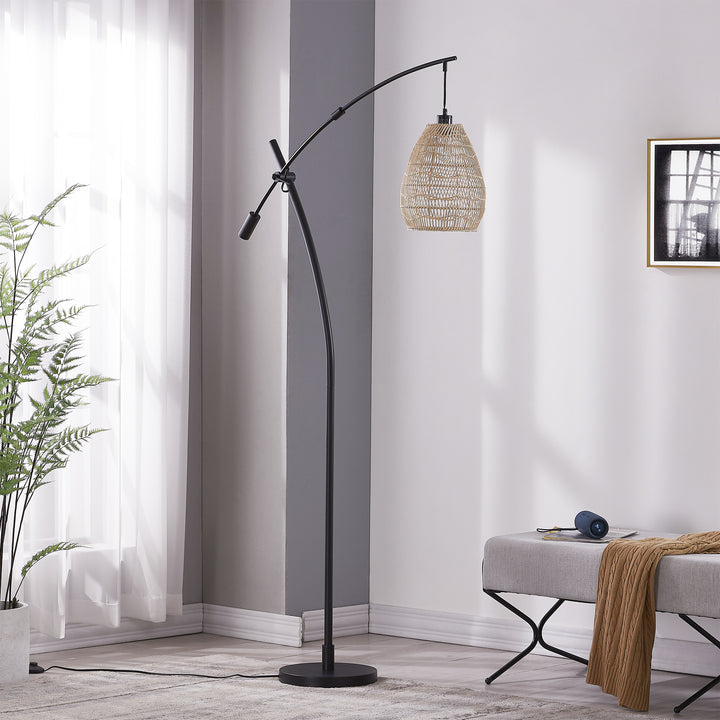 Maxax 73'' Black Arched/Arc Woven Floor Lamp #F155-BWG