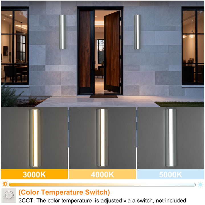 Natura 23'' H Dimmable Led Black Aluminum 3cct(3000k/4000k/5000k) Adjustable Oudoor Wall Light #OW7109